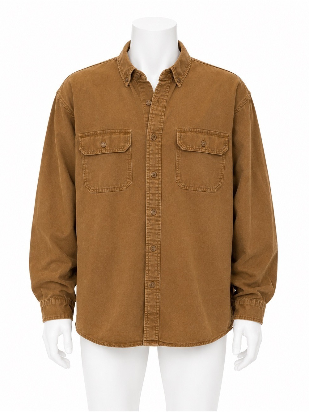 Carhartt Brown Work Shirt Button Front 2XL Tall Heavy Cotton Canvas Shacket